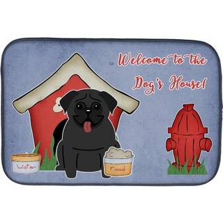 """" Caroline's Treasures Dog House Collection Pug Black Dish Drying Mat 14 """" """" X 21 """" """" """"