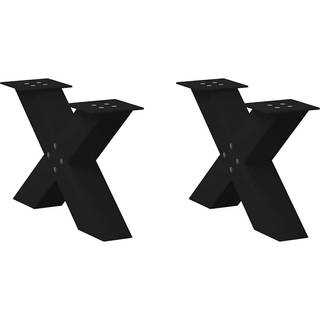 sofabordsben X-formet 2 stk. sort 60 x (30-31) cm stål
