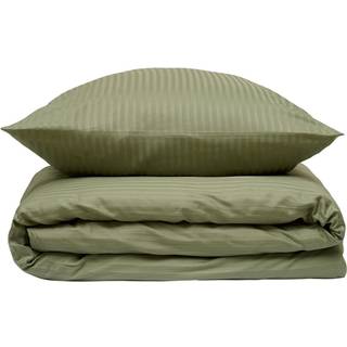 Sengetøj 200x200 cm - bomuldssatin - Smal stribet - grøn - ProSleep