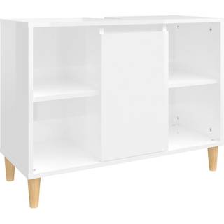 skab til håndvask 80x33x60 cm konstrueret træ hvid højglans