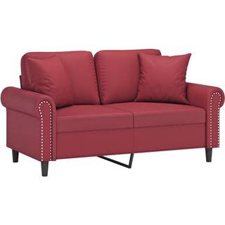 2-Personers Sofa Med Pyntepuder Kunstlæder - 120 cm / Vinrød