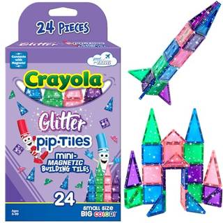 CreateOn Crayola Mini Magnetic PIP-Tiles - 24-delte byggesæt til børn, tegn og byg med vaskbare tuscher, STEM-rejselegetøj Alder 3+
