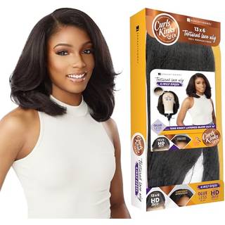 Sensationnel Curls Kinksandco Kinkyedges Wig - Kinky Layered Blow Out 14 tommer 13x6 Blonder Frontal Natural KinkyTexture Edged Hairline for Natu