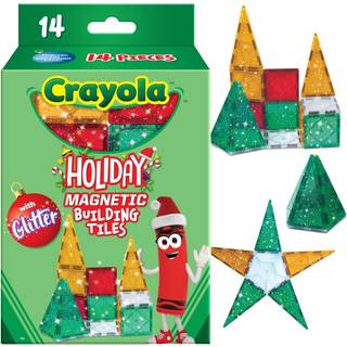 Crayola CreateOn Holiday Glitter Magnetiske Fliser Byggesæt til Børn - STEM Rejselegetøj, Dobbeltsidede Kunstfliser (14 Dele)