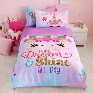 Joiiedomi Kid Twin Comforter Set - 5 stykker enhjørningssedding sæt til drenge/piger - Super Soft Microfiber Seng i en taske med dyneplader Pillo