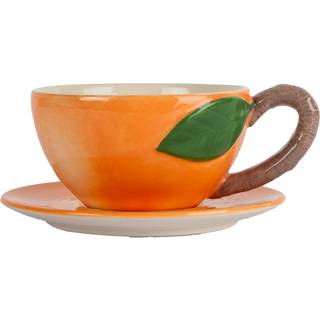 Byon Peach Kop Med Tallerken - Kaffekopper Dolomit Keramik Orange - 5228660511