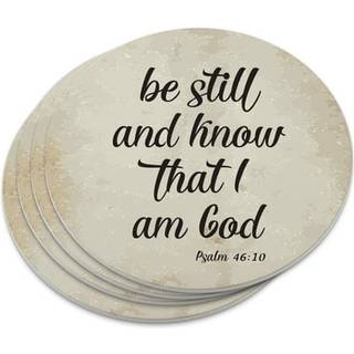V?r stille og ved, at jeg er Gud Psalm Inspirational Christian Novelty Coaster Set