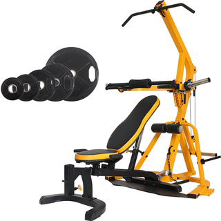 Powertec Workbench LeverGym Yellow + 77,5 kg. Sort 50 mm vægtskiver