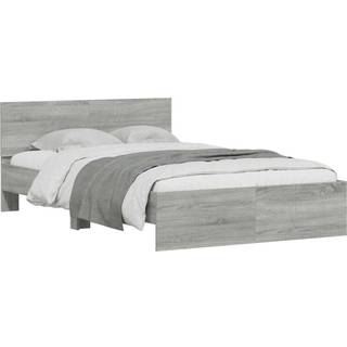 Sengeramme Med Sengegavl Og Led-Lys - Grå sonoma-eg / 120 x 190 cm
