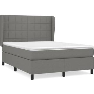 Kontinentalseng Med Madras Stof Mørkegrå - Blok med firkanter / 140 x 200 cm