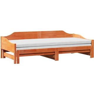 Daybed Med Udtræk Massivt Fyrretræ - Gyldenbrun / 80 x 200 cm