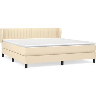 Kontinentalseng Med Madras Stof Farvet Creme - Lodrette striber / 160 x 200 cm