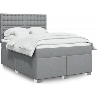 Kontinentalseng Med Madras Stof Lysegrå - knapper / 160 x 200 cm