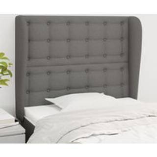 sengegavl med kanter 93x23x118/128 cm stof mørkegrå