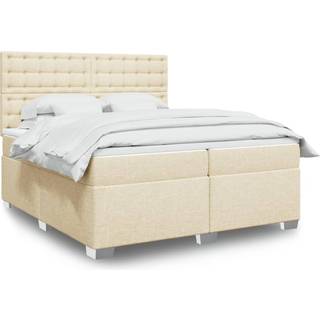 kontinentalseng med madras 200x200 cm stof cremefarvet