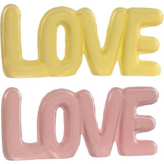 Dekorativ figur Home ESPRIT LOVE Gul Pink Børns 24 X 2,5 X 10 cm (2 enheder)