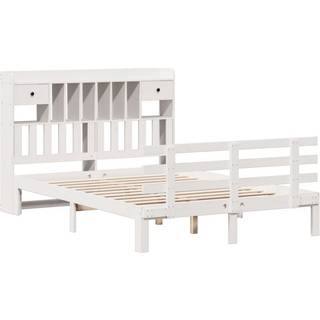 Seng Med Reol Uden Madras Massivt Fyrretræ - Hvid / 160 x 200 cm