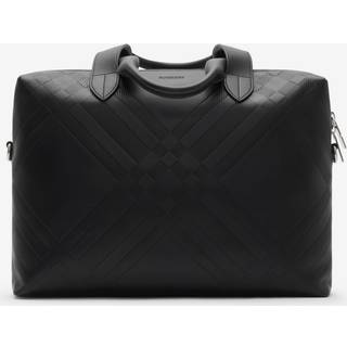 Burberry Burberry Check debossed leather briefcase - black - One Size