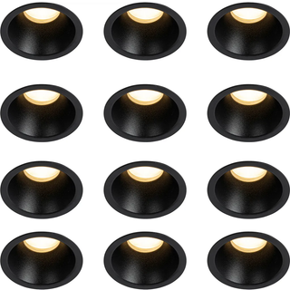 Sæt med 12 moderne indbyggede spots sorte GU10 35 mm IP44 - Dept