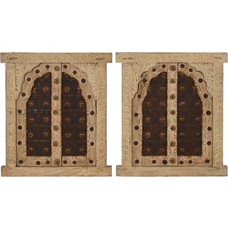 Vægdekoration Home ESPRIT Beige Natur Vindue 45 X 5 X 51 cm