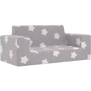 2-personers sofa til børn stjernemønster blødt plys lysegrå