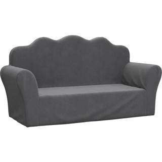 2-personers sofa til børn blødt plys antracitgrå