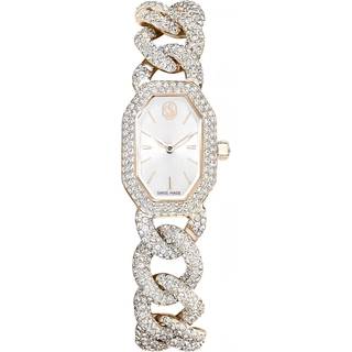 Dextera Chain Uhr, Schweizer Produktion, Kristallarmband, Weiß, Champagne-vergoldetes Finish