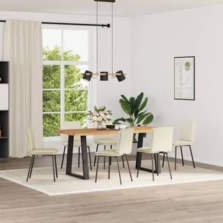 spisebordsstole 6 stk. fløjl cremefarvet