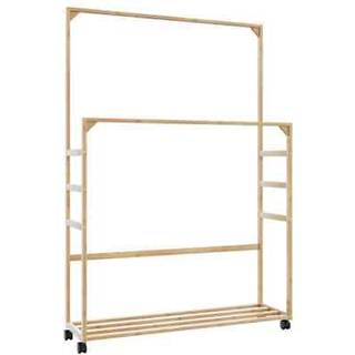 Tøjstativ Med Hylder Og Hjul 90X35X155 Cm Bambus