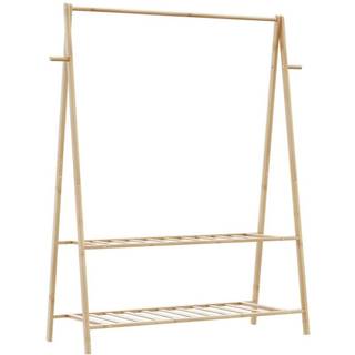 Tøjstativ Med Hylder Og Hjul 96X45,5X155,5 Cm - Bambus / uden hjul / 132 cm