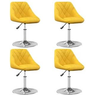 drejelige spisebordsstole 4 stk. fløjl sennepsgul