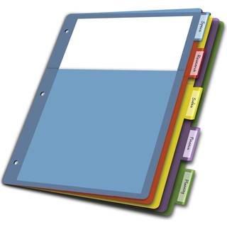 Kardinal plastikbindemidlere 5-fanen enkelt lomme inds?ttelige flerfarvede faner bogstavst?rrelse 1 s?t (84016)