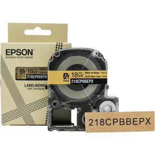 Epson Labelworks 218CPBBEPX CRAFT Paper Tape Cartridge - Black on Beige Craft Paper Label Maker Tape - 3/4 """" (18mm) bred 16,5 '