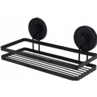 Brusehylde i sort metal Med sugekopper, 25 x 10 x 8,5 cm