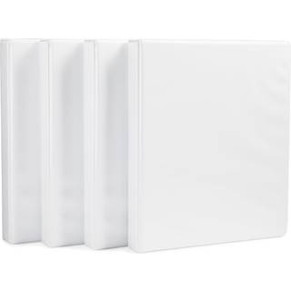 Amazon Basics 3 Ring Binder med 1 tommer D-ring og klar overlay hvid pakke med 4