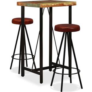 barsæt i 3 dele massivt genbrugstræ og ægte læder