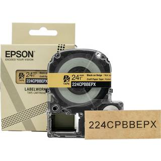 Epson labelworks 224CPBBEPX CRAFT Paper Tape Cartridge - Black on Beige Craft Paper Label Maker Tape - 1 """" (24mm) bred 16,5 '