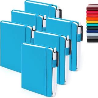 Feela 6 Pack Pocket Mini Notebooks Bulk Small Cute Memo Notepads Hardcover College styrede foret tidsskrifter med Pen Holder for School Business