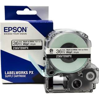 Epson Labelworks 236VTBWPX Tape Cartridge - Sort på hvid fleksibel og holdbar vinylindustriel label Maker Tape - 1,5 """" (36 mm) bred 22,9 ft