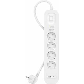 Belkin Strømfordeler 4x stik og 2x USB 2m (hvid)