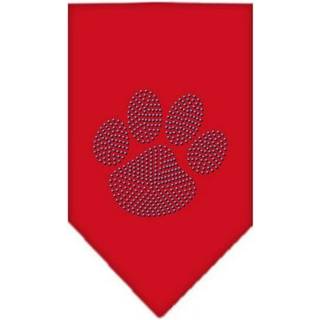 Paw Blue Rhinestone Bandana Red Large