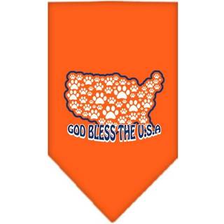 God Bless USA Screen Print Bandana Orange Small