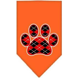 Argyle Paw Red Screen Print Bandana Orange Small