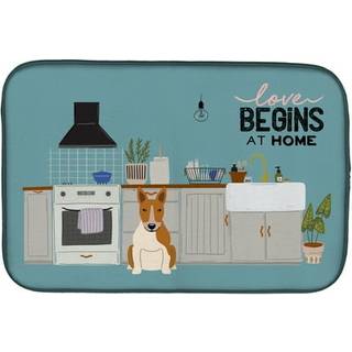 """" Caroline's Treasures CK7839DDM Red White Bull Terrier Kitchen Scene Dish-Drying-Mats 14 X 21 Multicolor """"