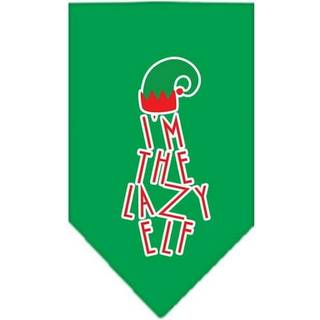 Jul kæledyr og hund bandana skærm trykt """" Jeg er den dovne alve """" smaragdgrøn lille lille