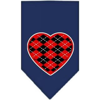 Argyle Heart Red Screen Print Bandana Navy Blue Small Small