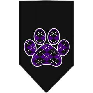 Argyle Paw Purple Screen Print Bandana Black Large
