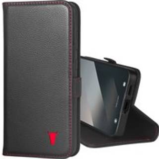 Galaxy S25+ Leather Case (with Stand Function) - Black with Red Detail