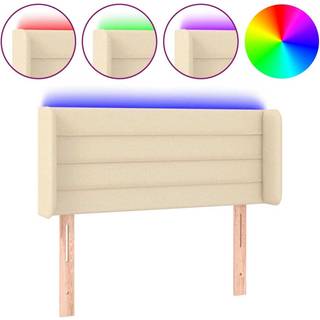 Sengegavl Med Led-Lys Stof - Creme / 103 x 16 x 78/88 cm