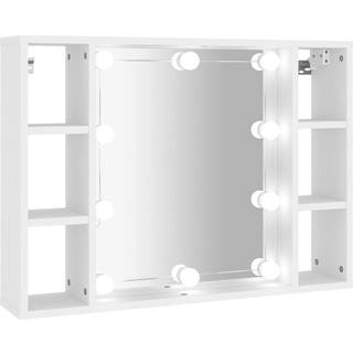 spejlskab med LED-lys 76x15x55 cm hvid